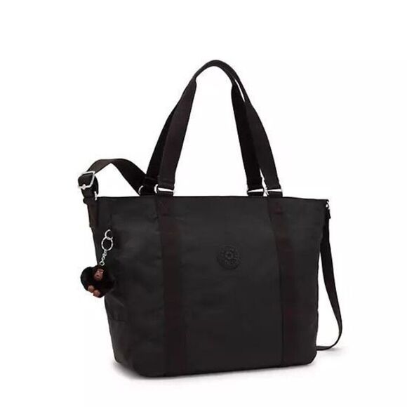 Kipling Adara medium Tote Bag black with keychain and pouch new - Picture 1 of 13
